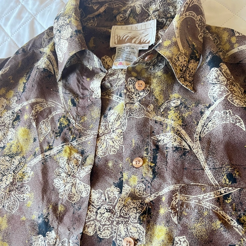 Vtg 100% Silk Button Down - image 6
